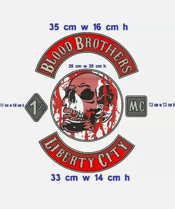 Blood Brothers mc 35cm iron on embroidered set