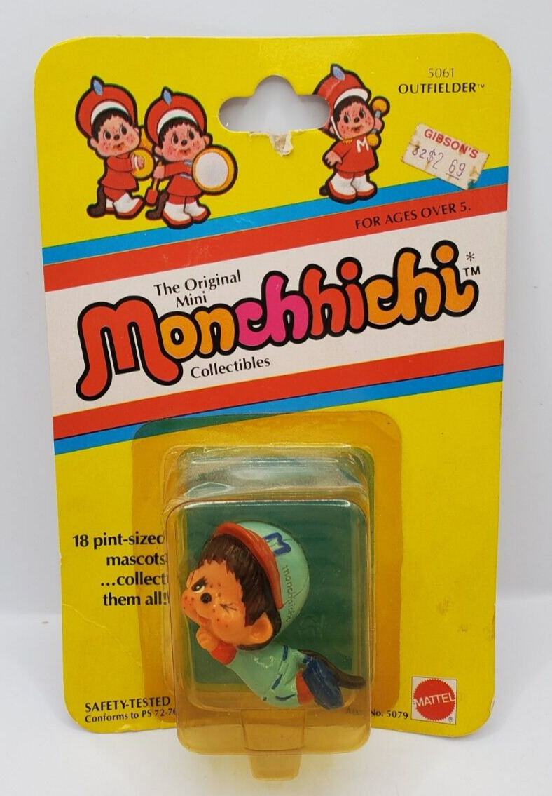 Vintage Monchhichi Outfielder Mini Collectible Figure - NOS New Old Stock 5061