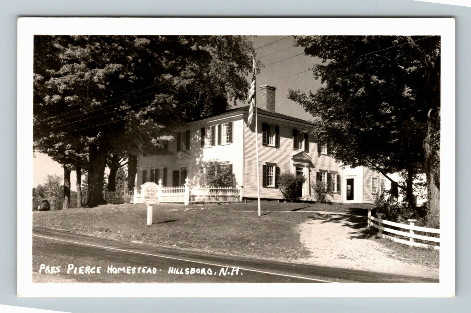 RPPC Hillsboro NH-New Hampshire, President Pierce Homestead Real Photo Postcard