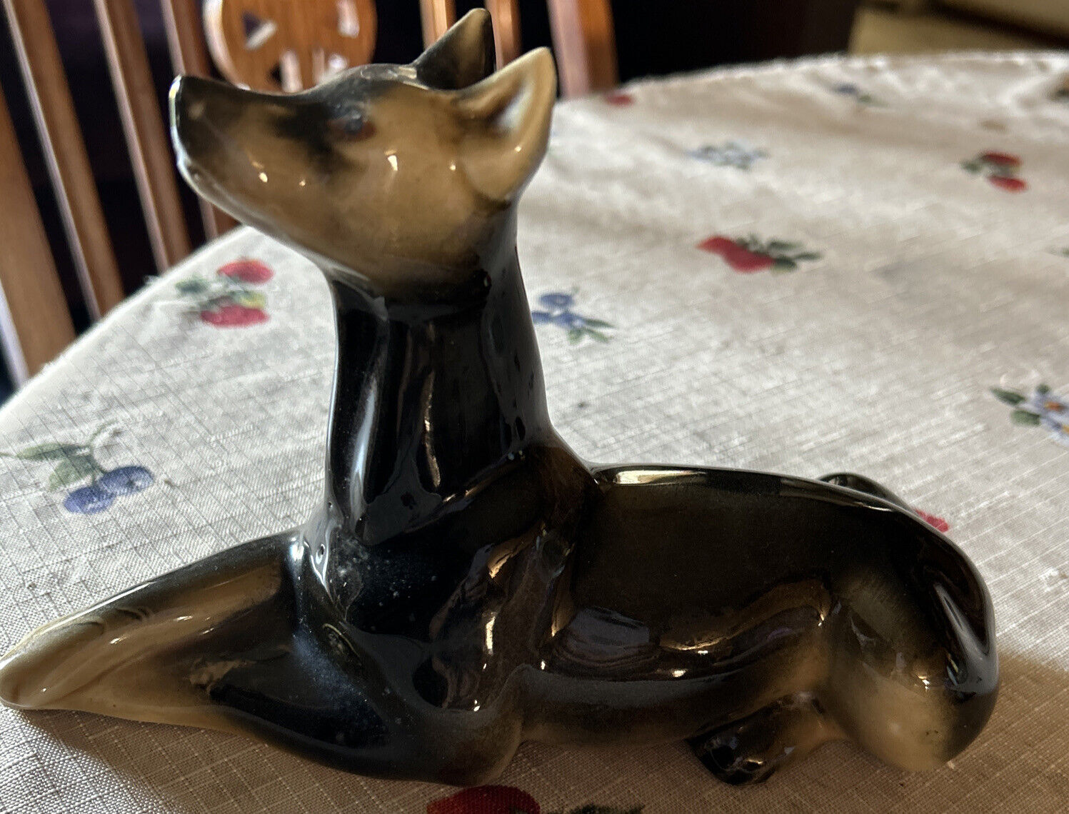 Vintage Ceramic Doberman Dog Figurine Made in Brazil 8”