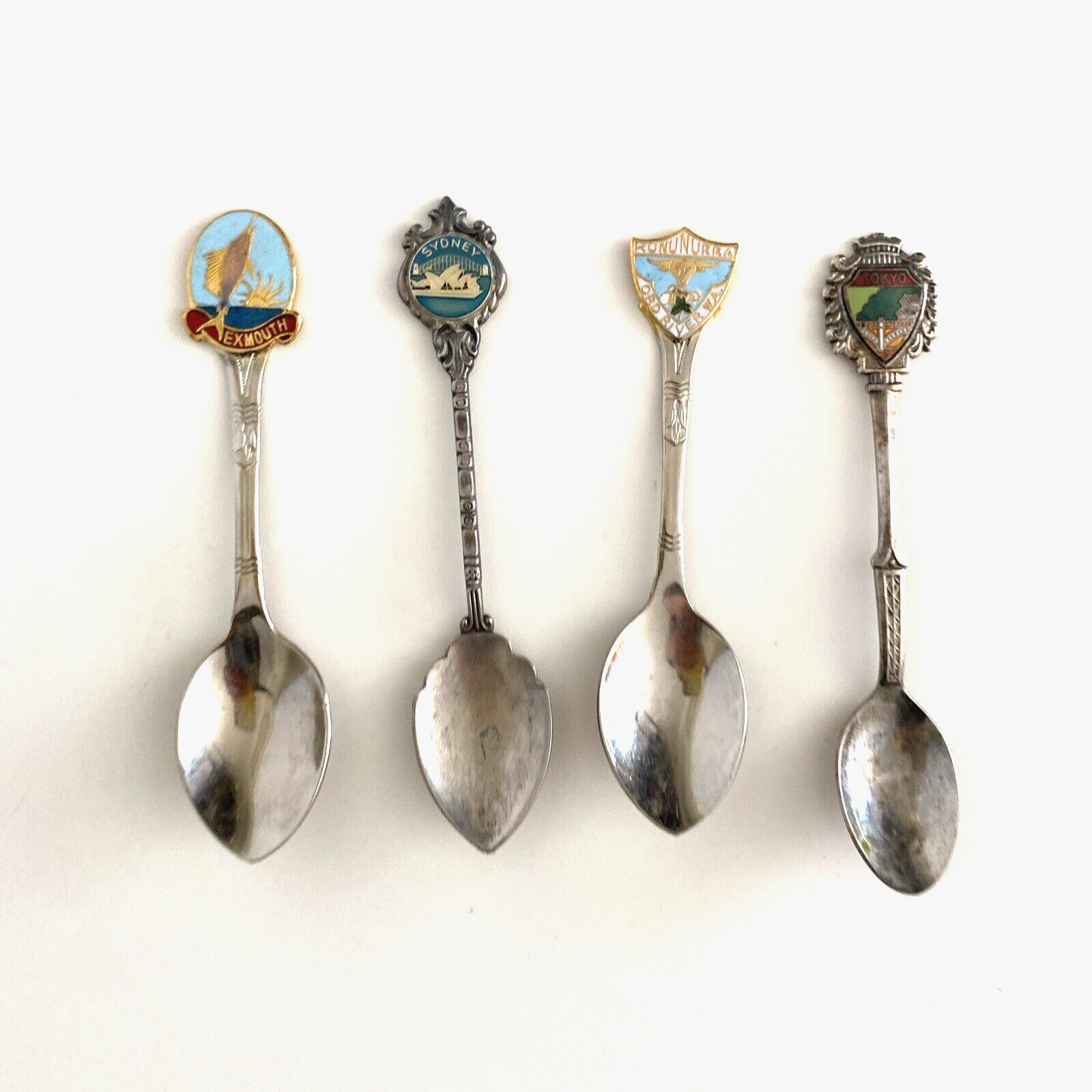 Lot of 4 Vintage Collectable Souvenir Spoons - Sydney Exmouth Tokyo Kununurra