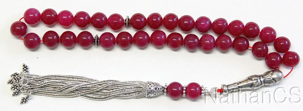 Luxury Prayer Worry Beads Tesbih Thailand Ruby and Sterling - XXR collector's