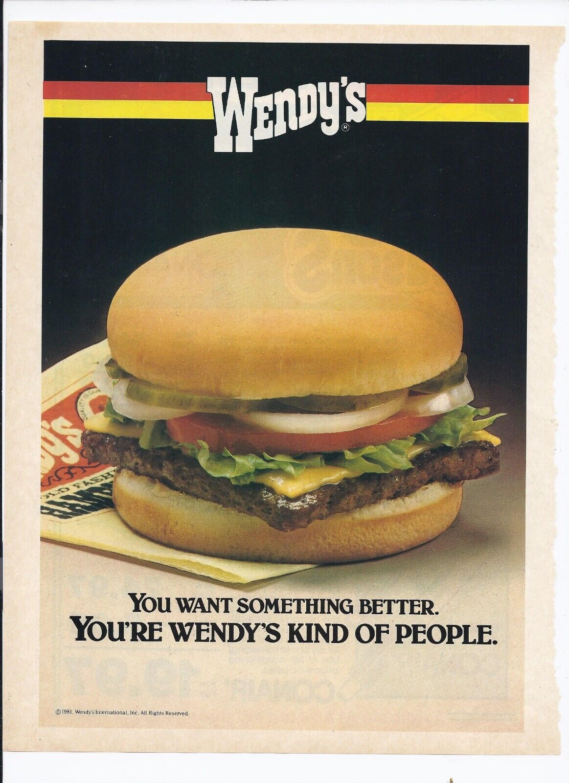 1981 Wendy\'s Print Ad Vintage Burger 8.5\