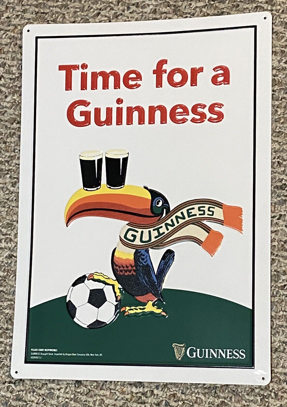 Guinness Beer Time for a Guinness Soccer Toucan Metal Sign Man Cave/Bar WAY COOL