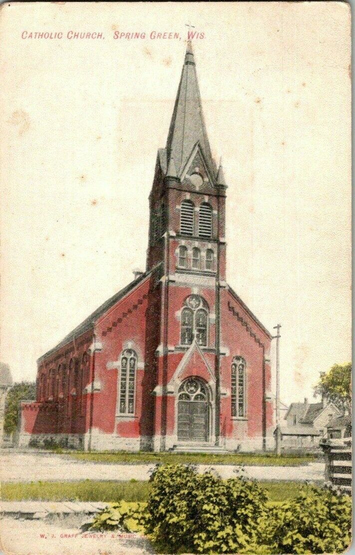1910. SPRING GREEN, WIS. CATHOLIC CHURCH. POSTCARD II1