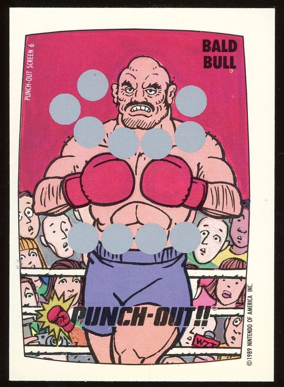 1989 Topps Nintendo BALD BULL Punch Out Trading Card Scratch Off Screen 6