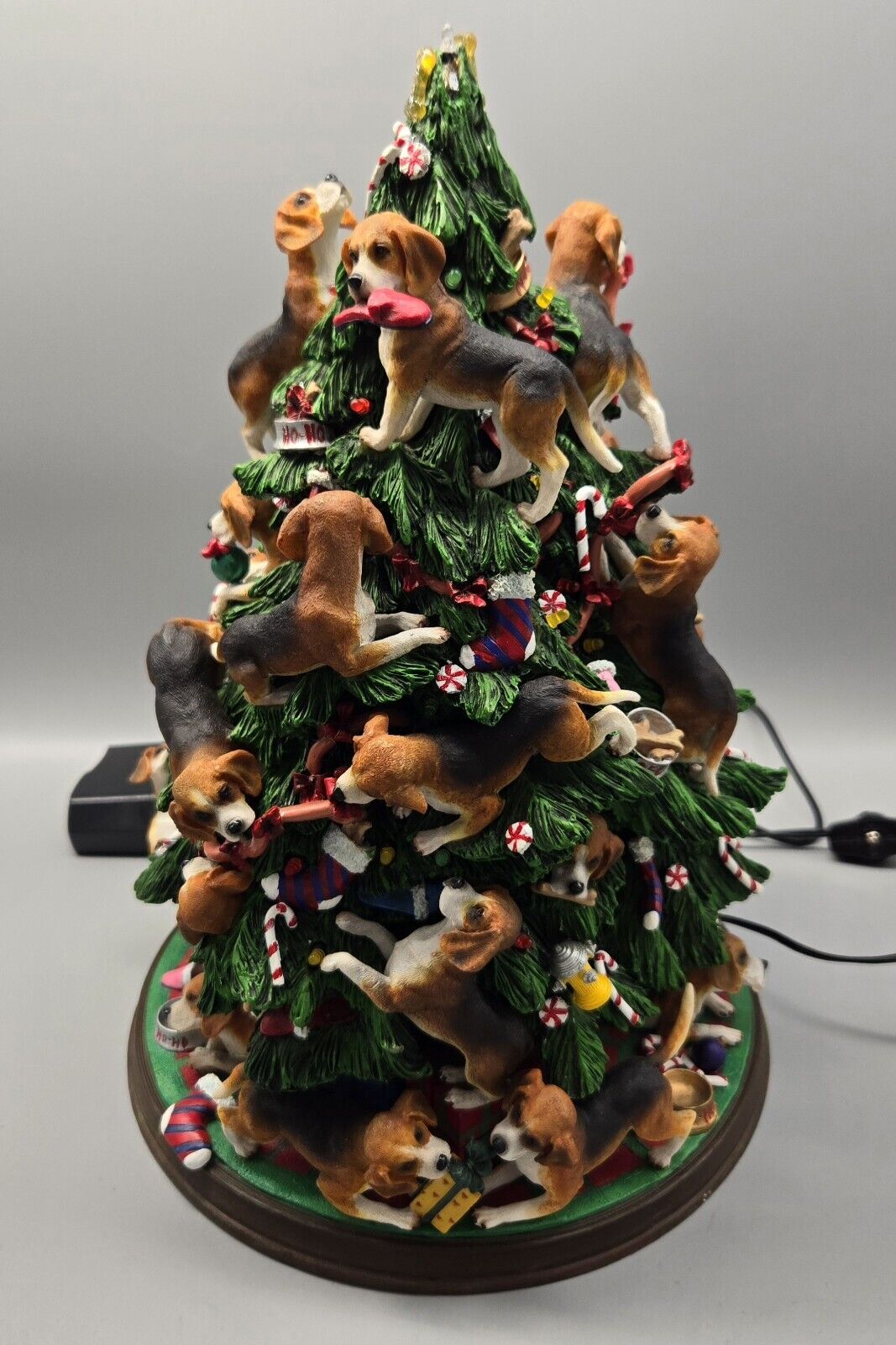 Danbury Mint Beagle Dog Christmas Tree Lighted Figurine Rare Tested And Working