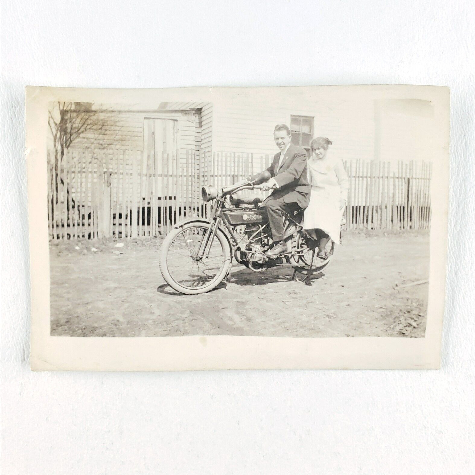 Reading Standard Motorcycle Biker Photo c1915 St Louis Missouri Man Woman A2166