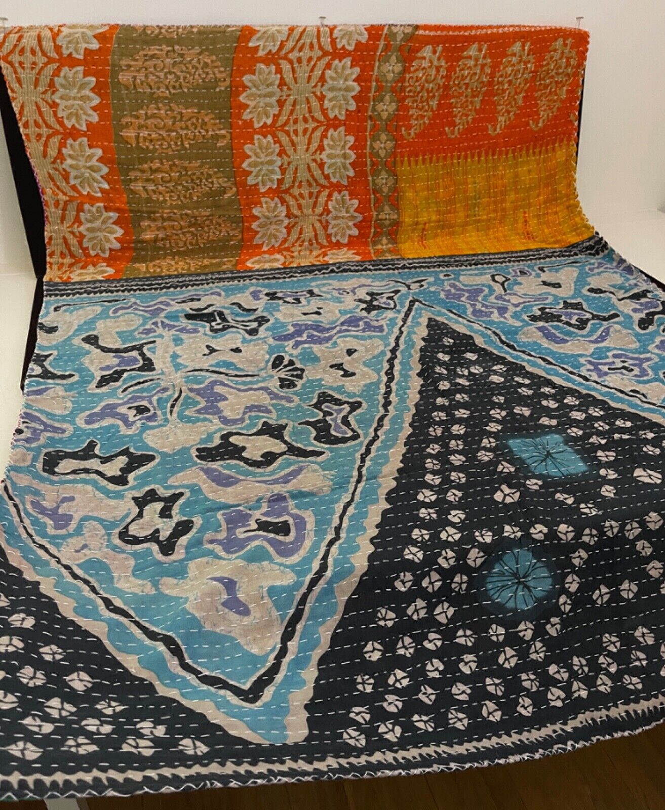 Vintage Hand Made Kantha Quilt from India YY945