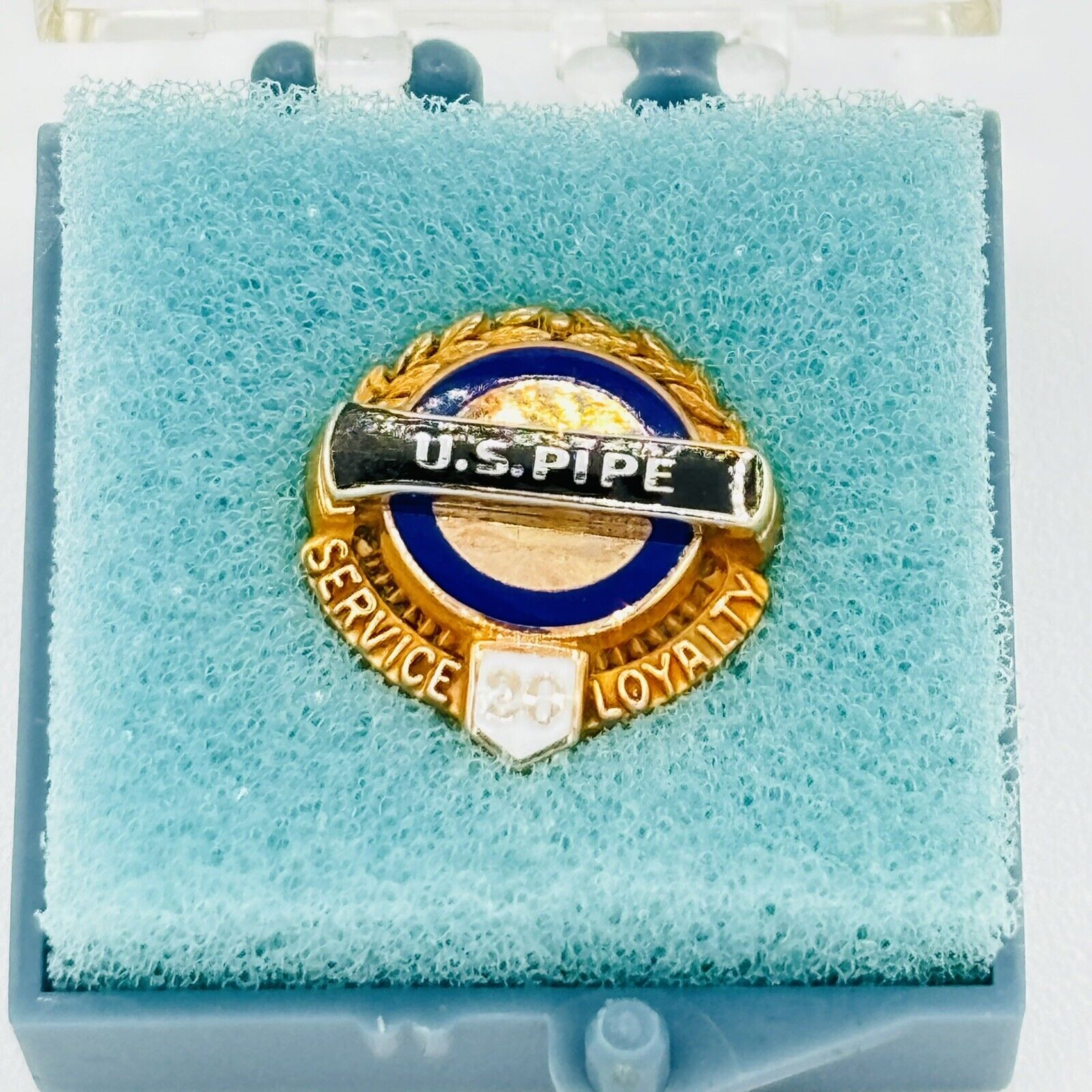 Vintage 10K Gold US Pipe 20 Year Service Loyalty Award Pin In Original Case 3 gm