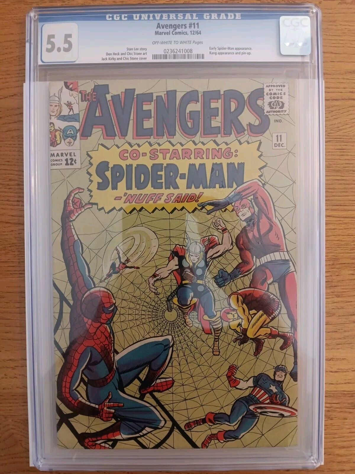 Avengers # 11 CGC 5.5 OW/W Key Early Spider-Man Kang 1964 Stan Lee Jack Kirby