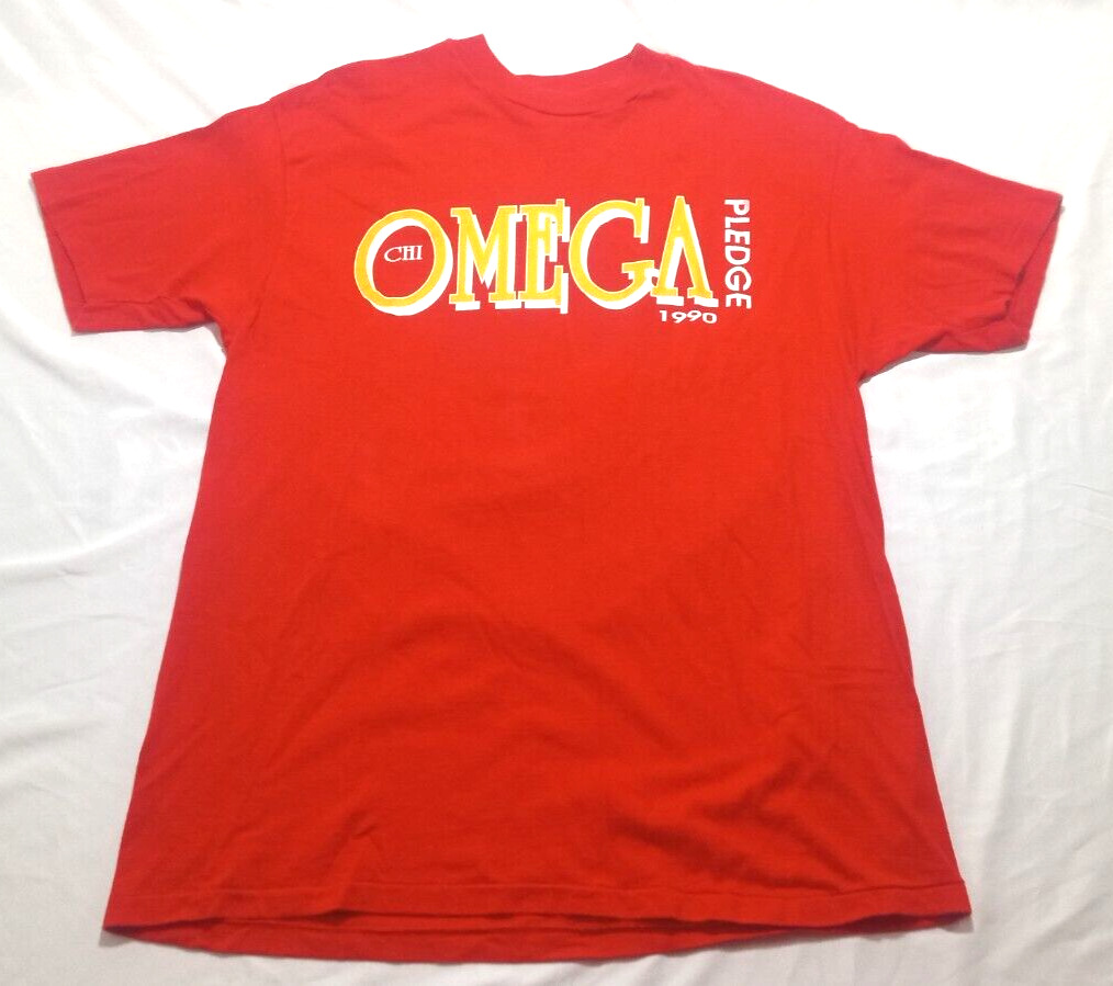 1990 CHI OMEGA CHI O Vintage T-Shirt Big Little Sister Pledge USA Made XL
