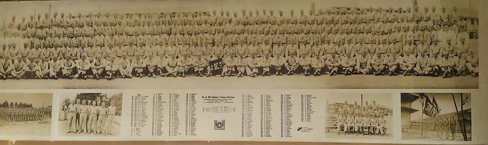 1942 Panoramic Photo - Co. A, 4th Engineer Training Batt. - ALL NAMES IN LISTING