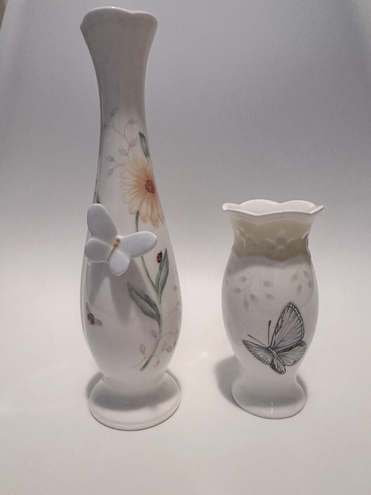 Set Of 2 Lenox Butterfly Meadow Vase Collection