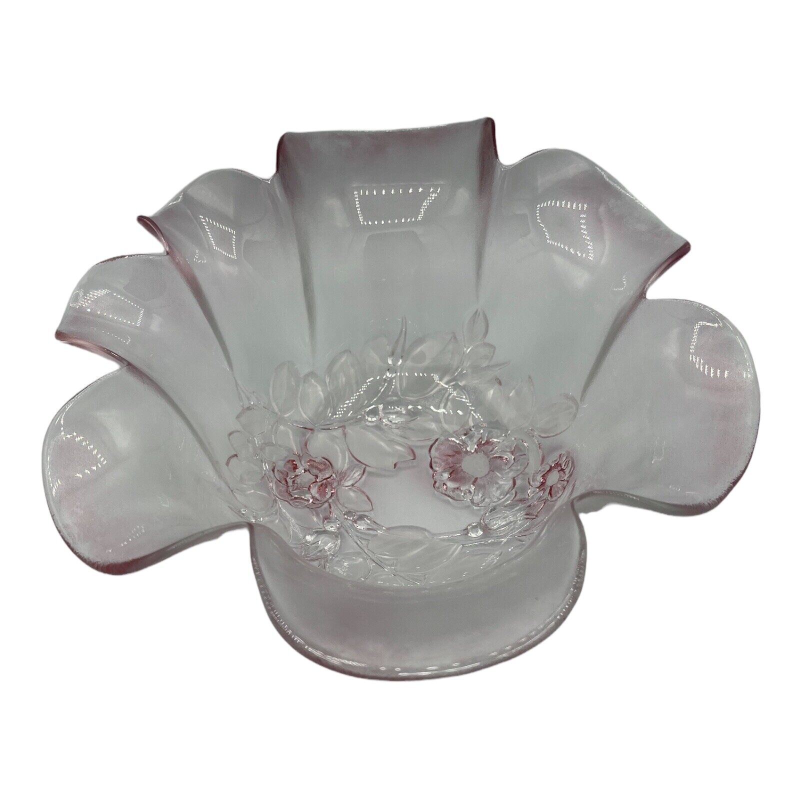 Mikasa Crystal Walther Germany Rosella Flower Shaped Bowl Pink Spring Blossoms