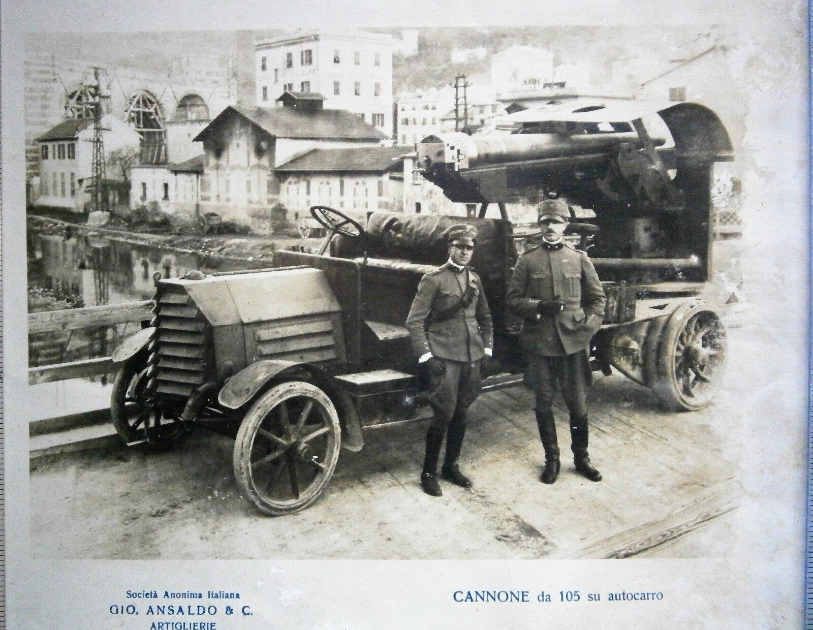 WWI Image of Automobile Mounted Artillery produced by Societa Anonima Italiana 