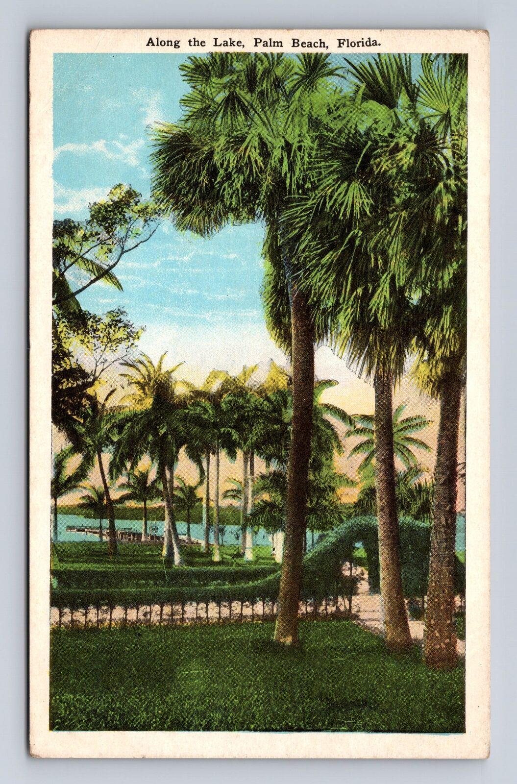 Palm Beach FL-Florida, Along The Lake, Antique, Vintage Souvenir Postcard