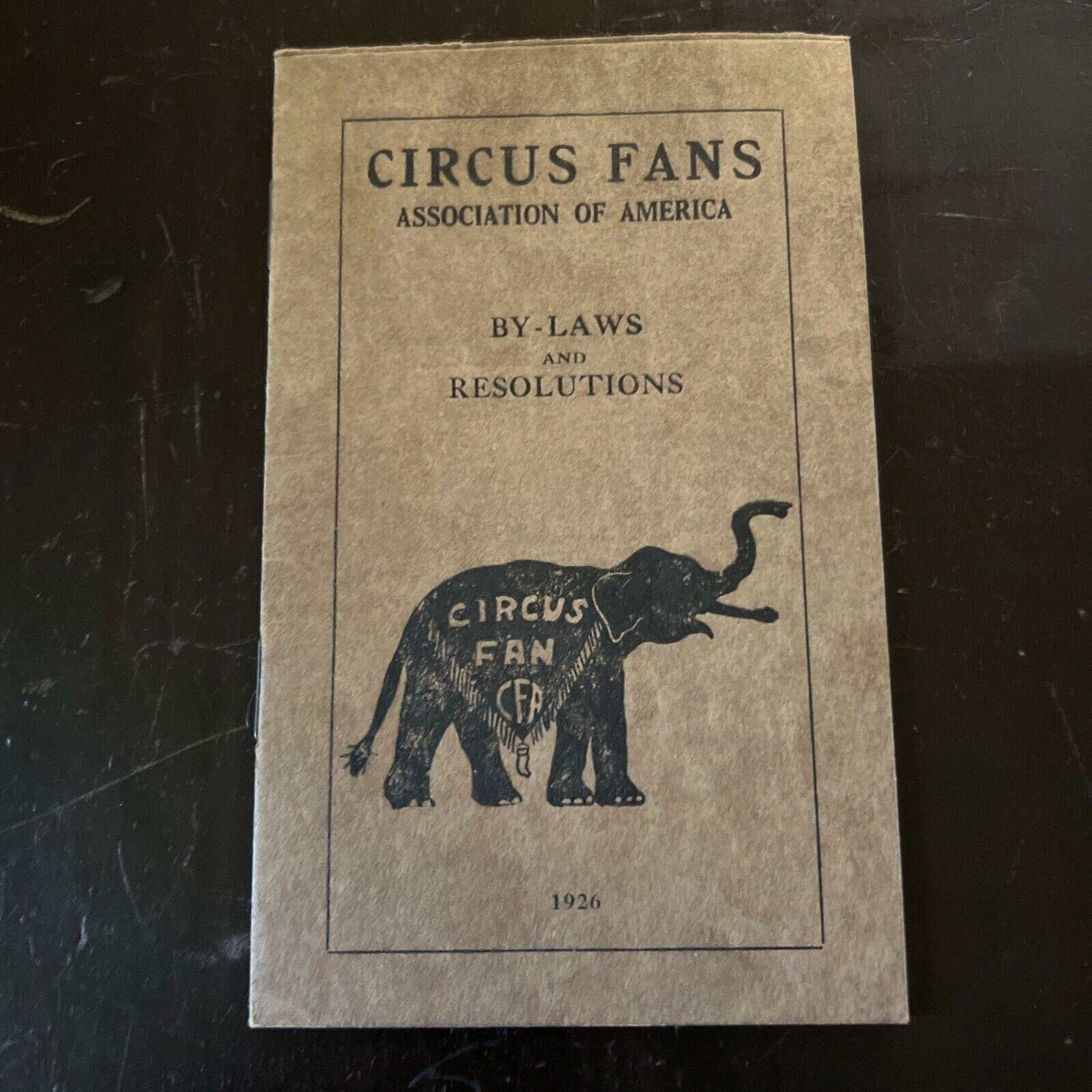 1926 1ST ED Circus Fans Association America CFAA Founding By-laws & Resolutions