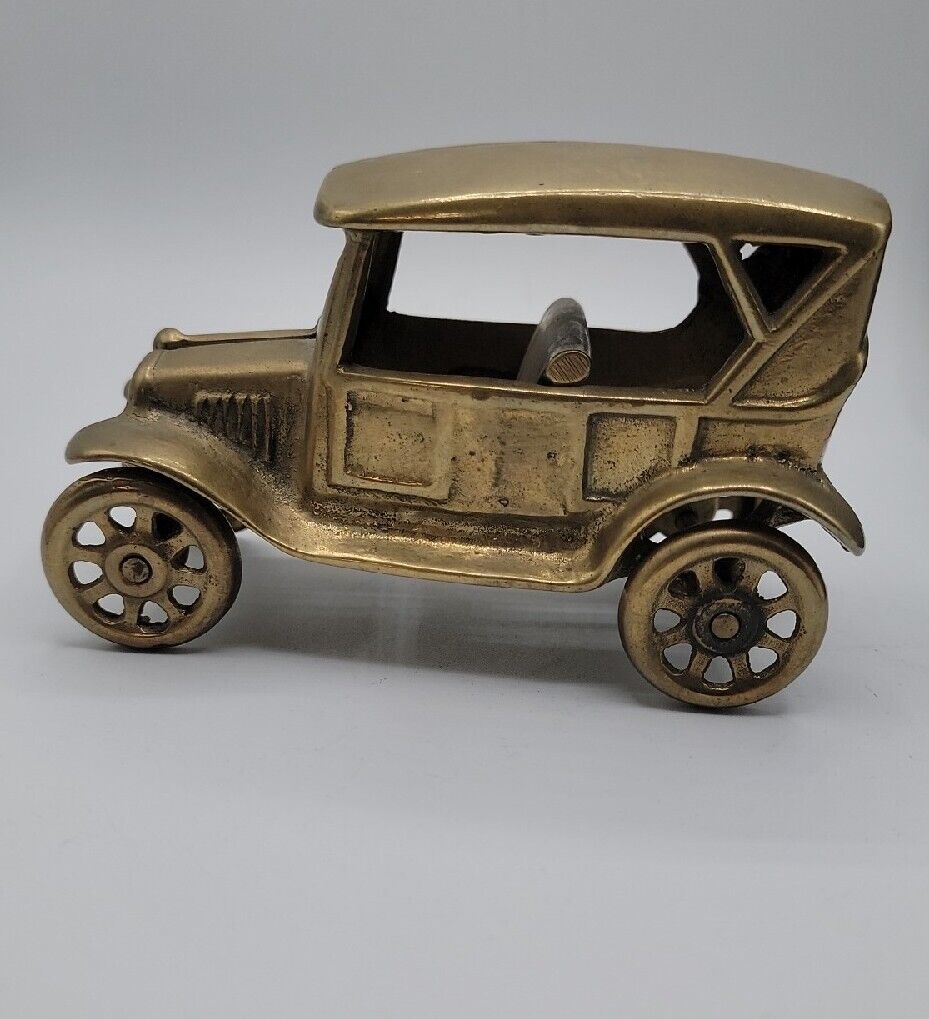Vintage Penco Brass Model T Car Gold Tone Nice Heavy Model Car Gift For Him 