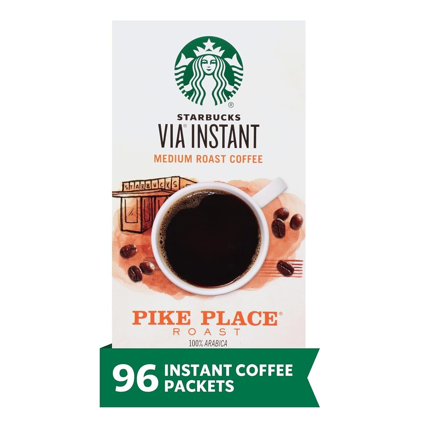 Starbucks VIA Instant Coffee Medium Roast Packets Pike Place Roast  100% Arabica