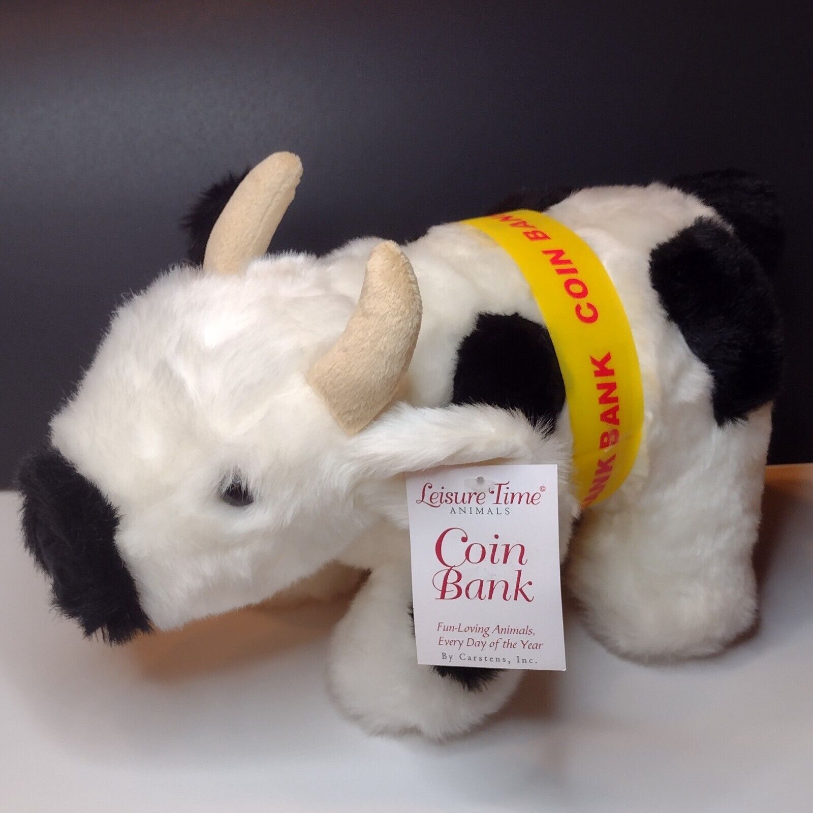 Leisure Time Animals Plush Cow With Horns Coin Bank Carstens INC. New Tags HTF