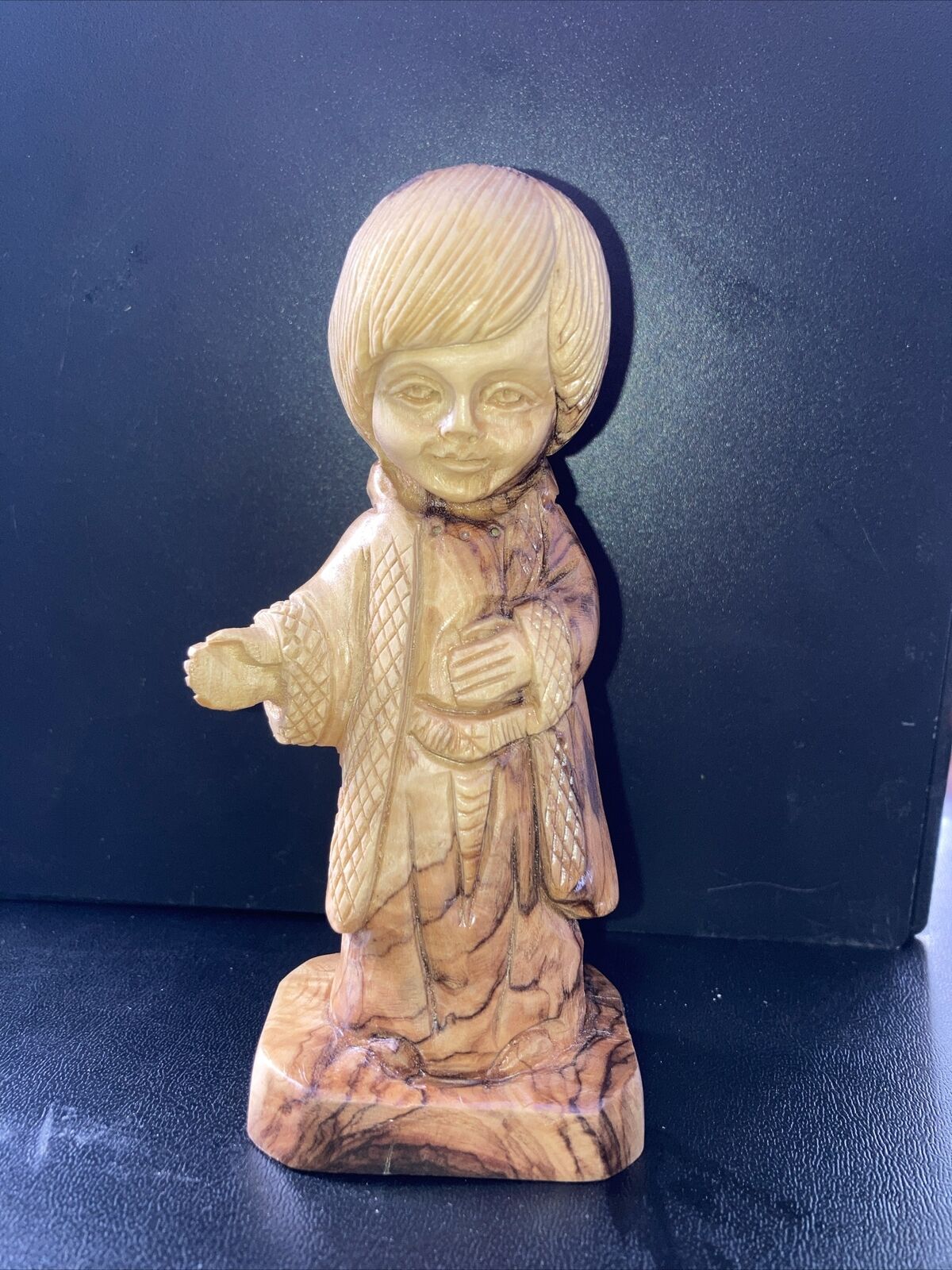Hand Carved Wood Statue Little Boy
