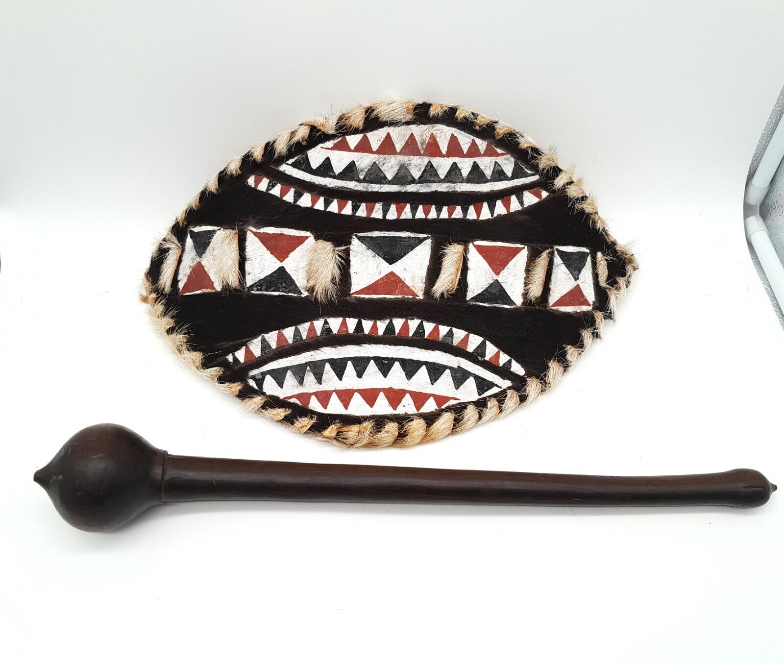 SALE Handmade African Maasai Warrior Set, Small Shield/Rungu (club), Kenya