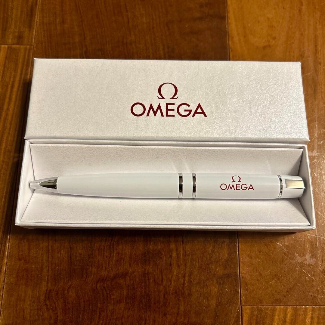 Omega Ballpoint Pen White Box Novelty For Watch Rare New Original Gift Japan