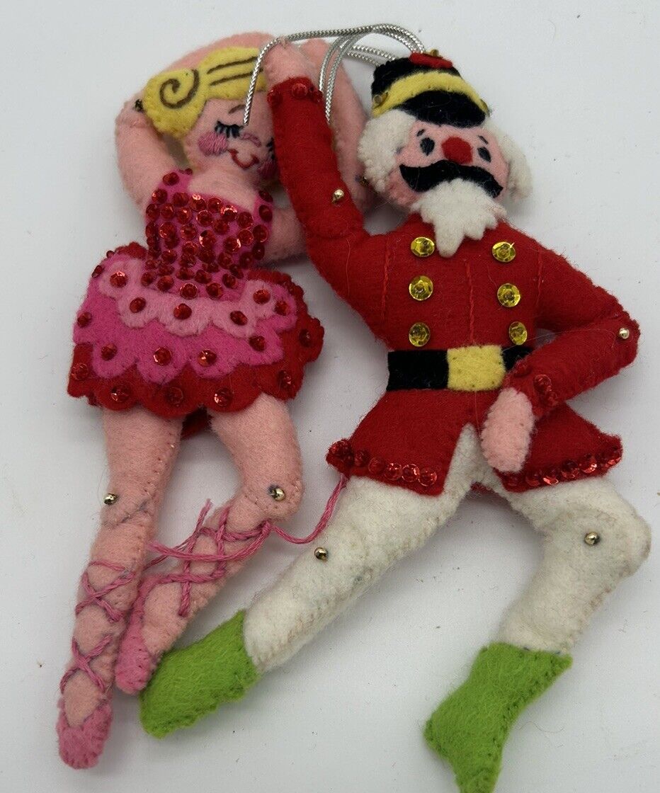 Vintage Bucilla Finished Ornaments Ballerina And Soldier Dancers