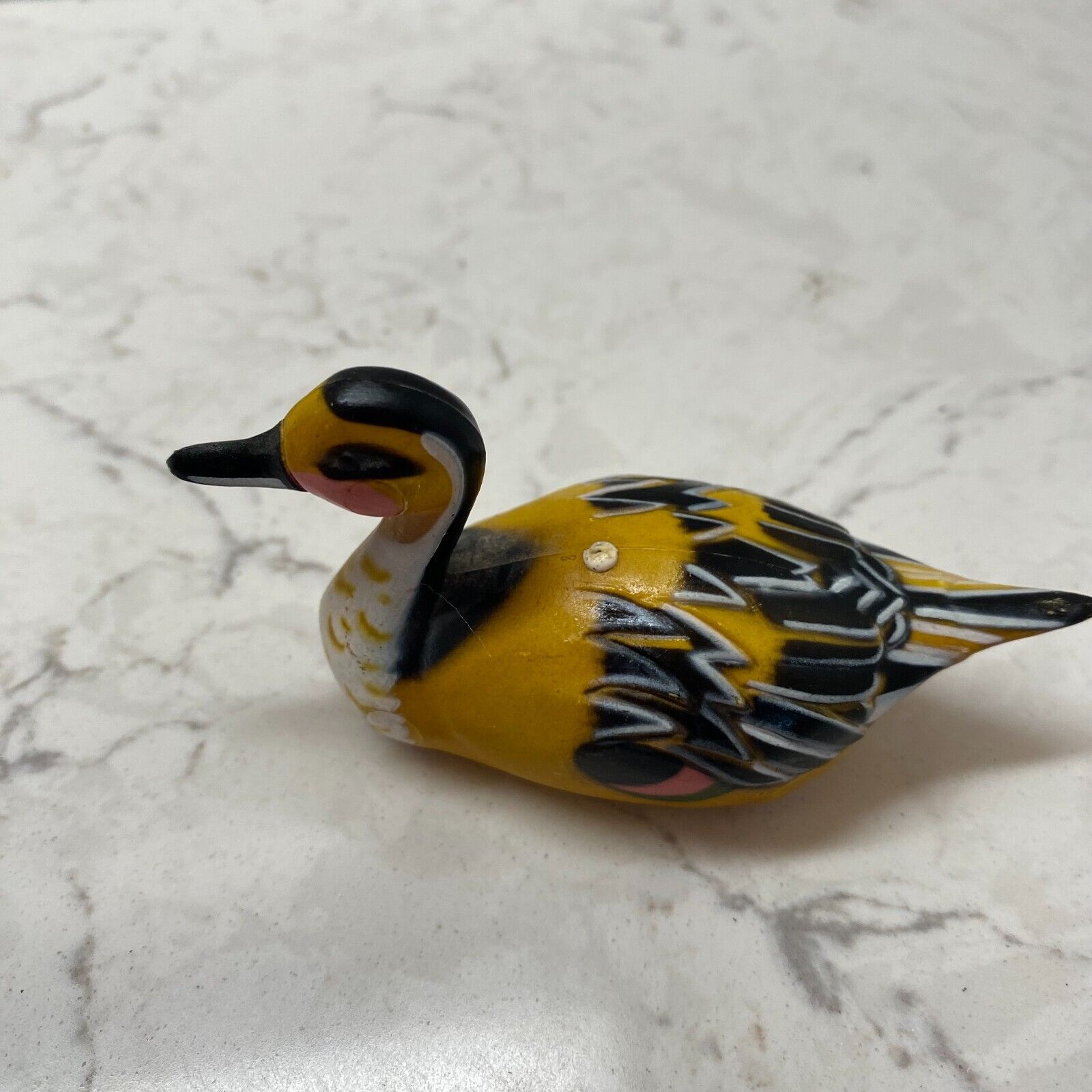 Vintage Miniature Yellow Black Duck Figurine Collectibles Gift Home Decor