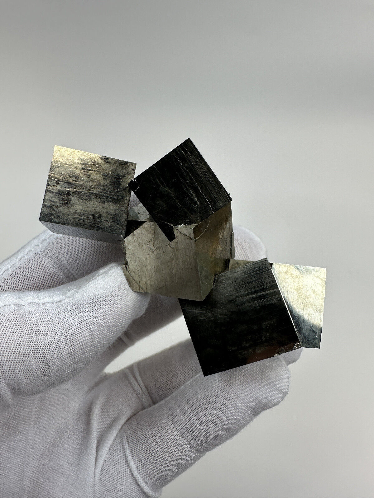 6 cubes__LARGE Lusterous Entwined Interlocking Pyrite Cube Cluster_Spain