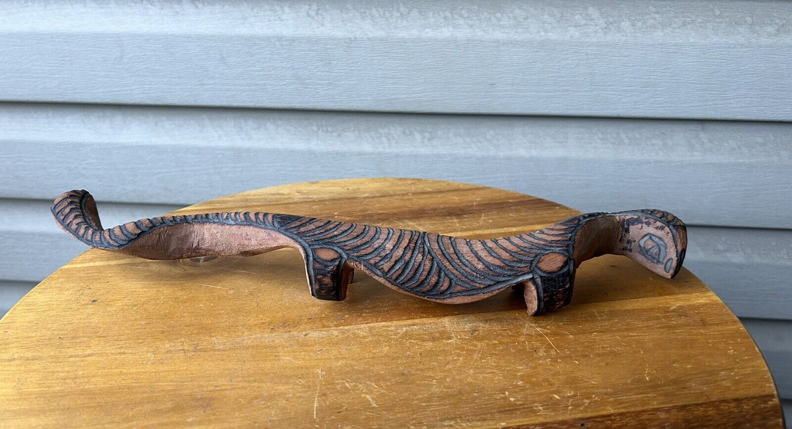 Vintage Aboriginal Australian Lizard Hand Carved Wooden Sculpture Figure 14.5”