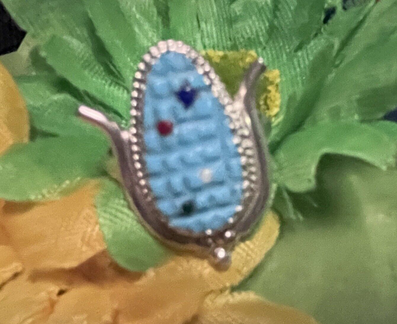 Zuni Sterling Turquoise Corn Maiden Ring #171 SIGNED