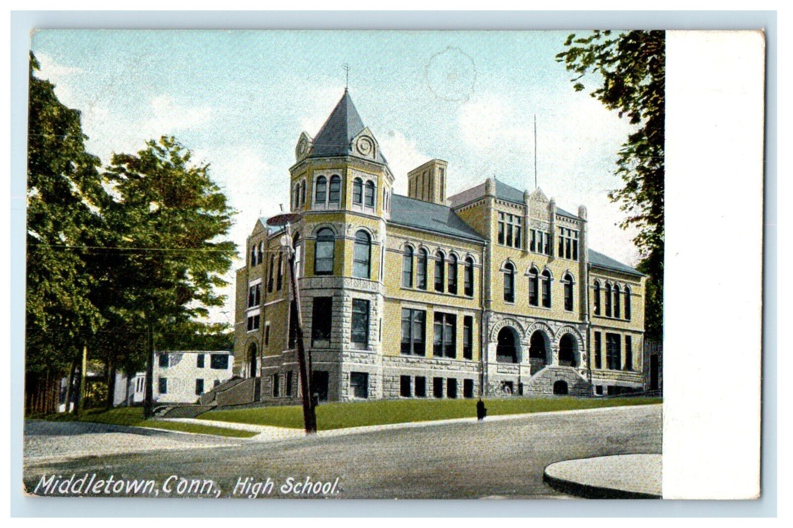 c1905 Middletown Connecticut CT, High School Building Unposted Antique Postcard