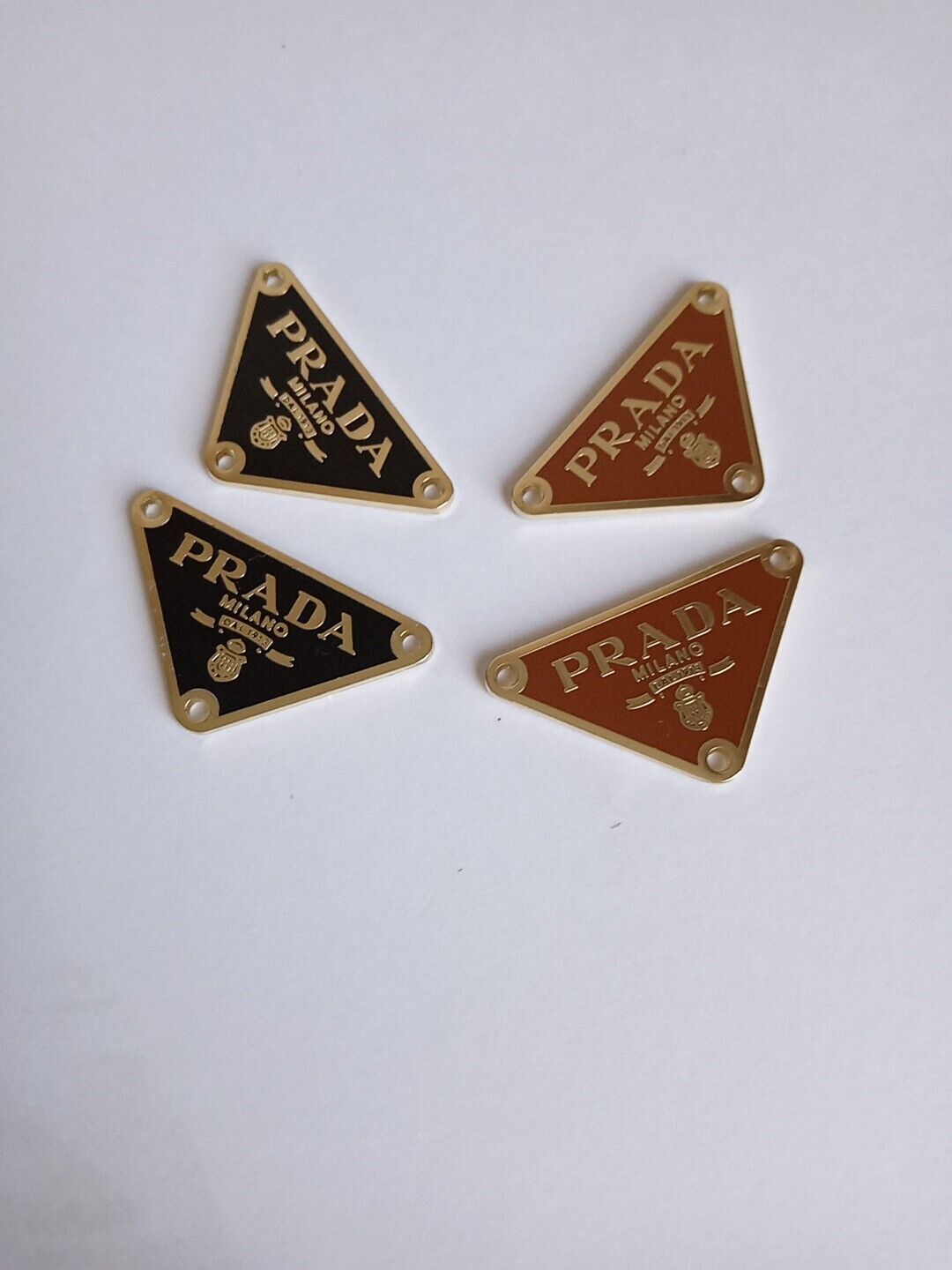 Lot Of 4 Gold 38mm Prada Logo Triangle with trim Gold tone Button  Zipperpull