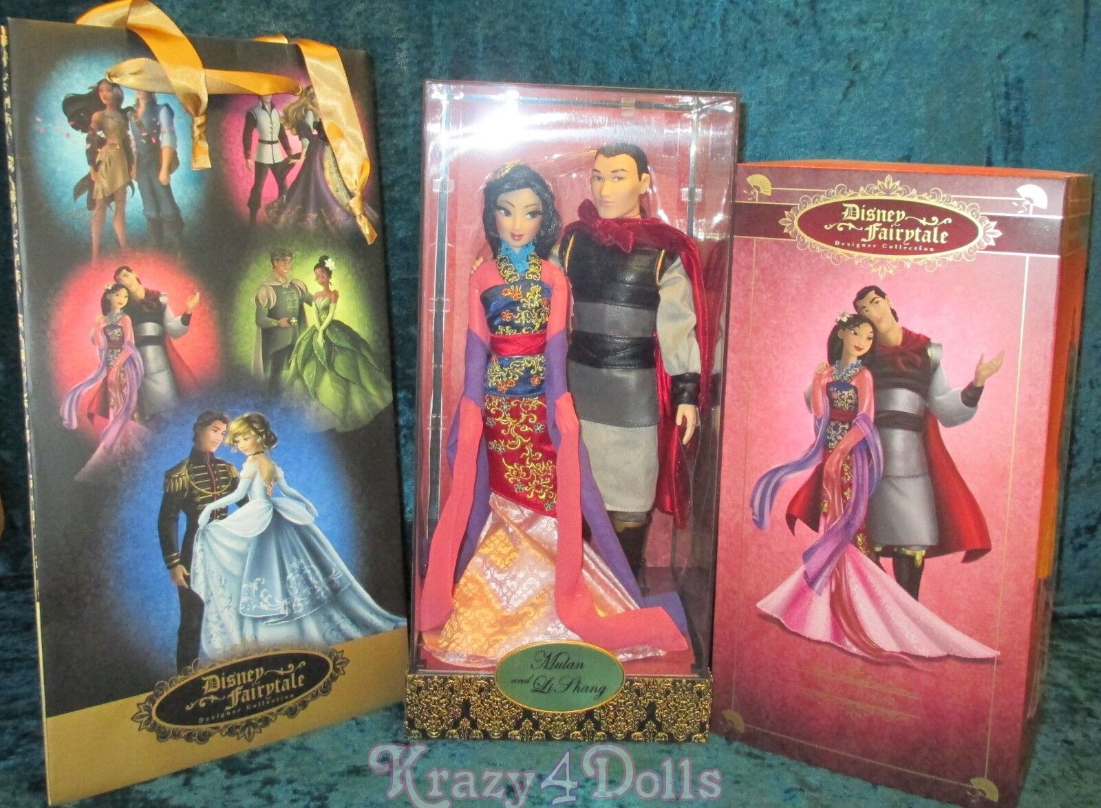 Disney Designer Fairytale Collection Doll Couple Princess Mulan and Shang  New