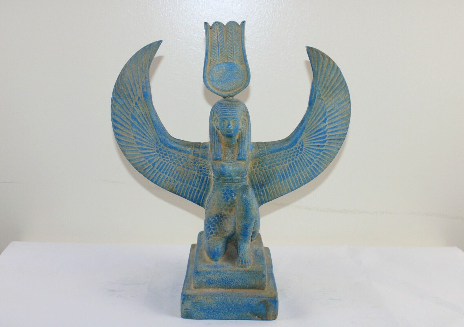 Rare Antique Stone Statue Maat Winged Ancient Egyptian Goddess of Truth, Justice