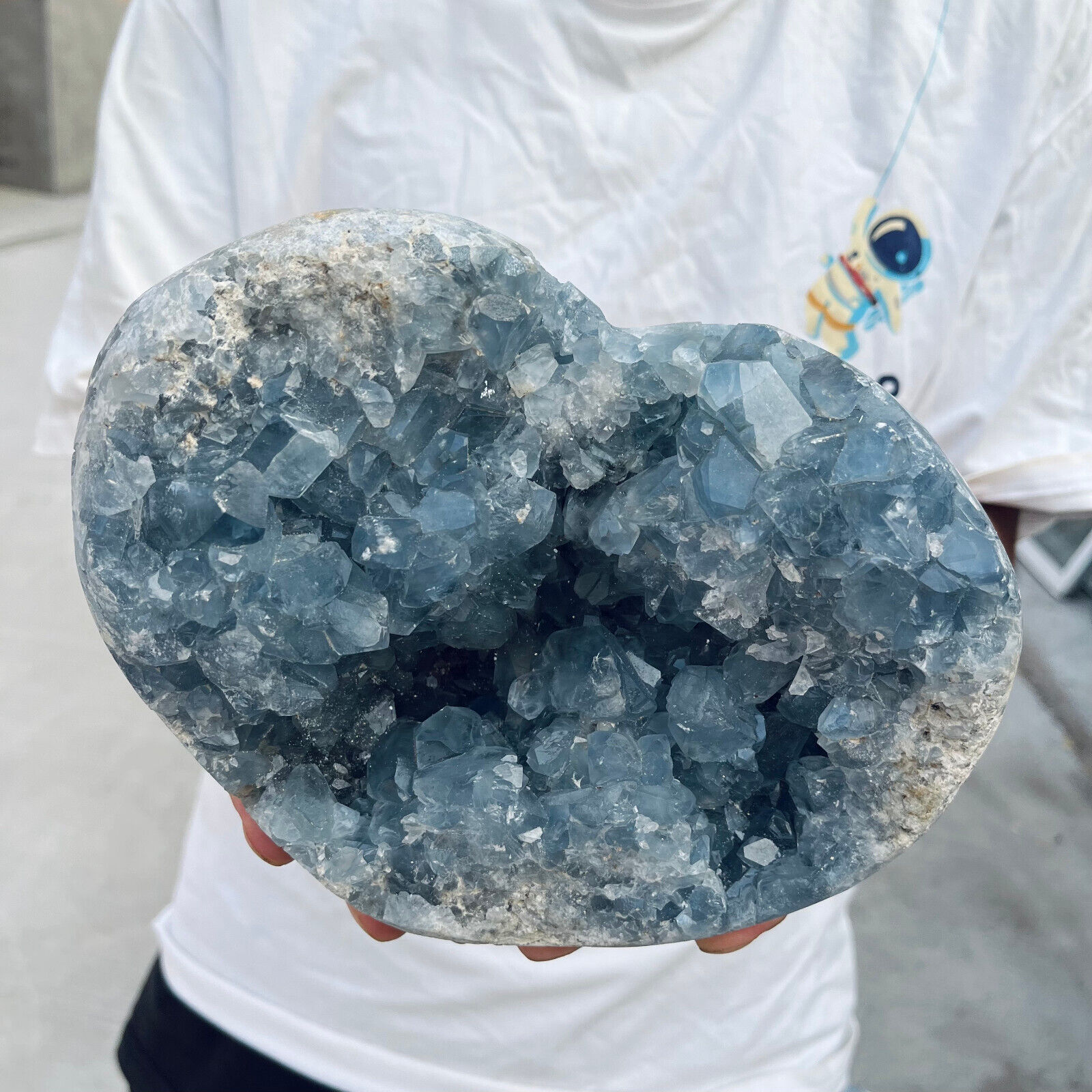9.7lb Large Natural Blue Celestite Crystal Geode Quartz Cluster Mineral Specime