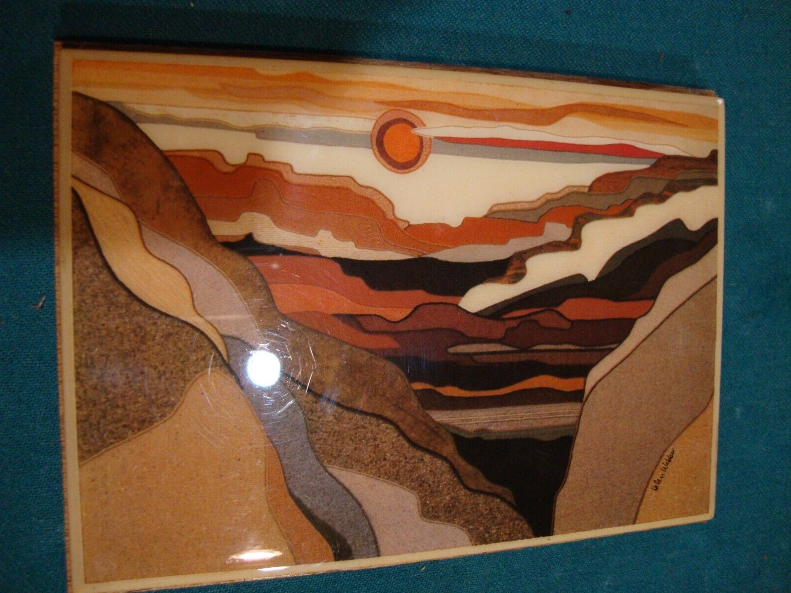 Vintage Helen Webber Tile Wall Art Sunset Canyon