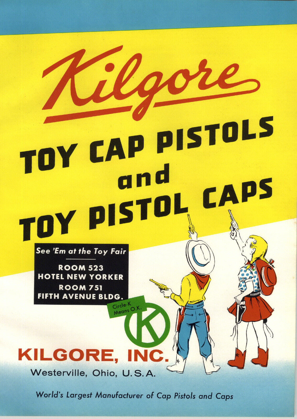 1957 PAPER AD Kilgore Toy Cap Pistols Guns Hawkeye Depudy Eagle Ranger