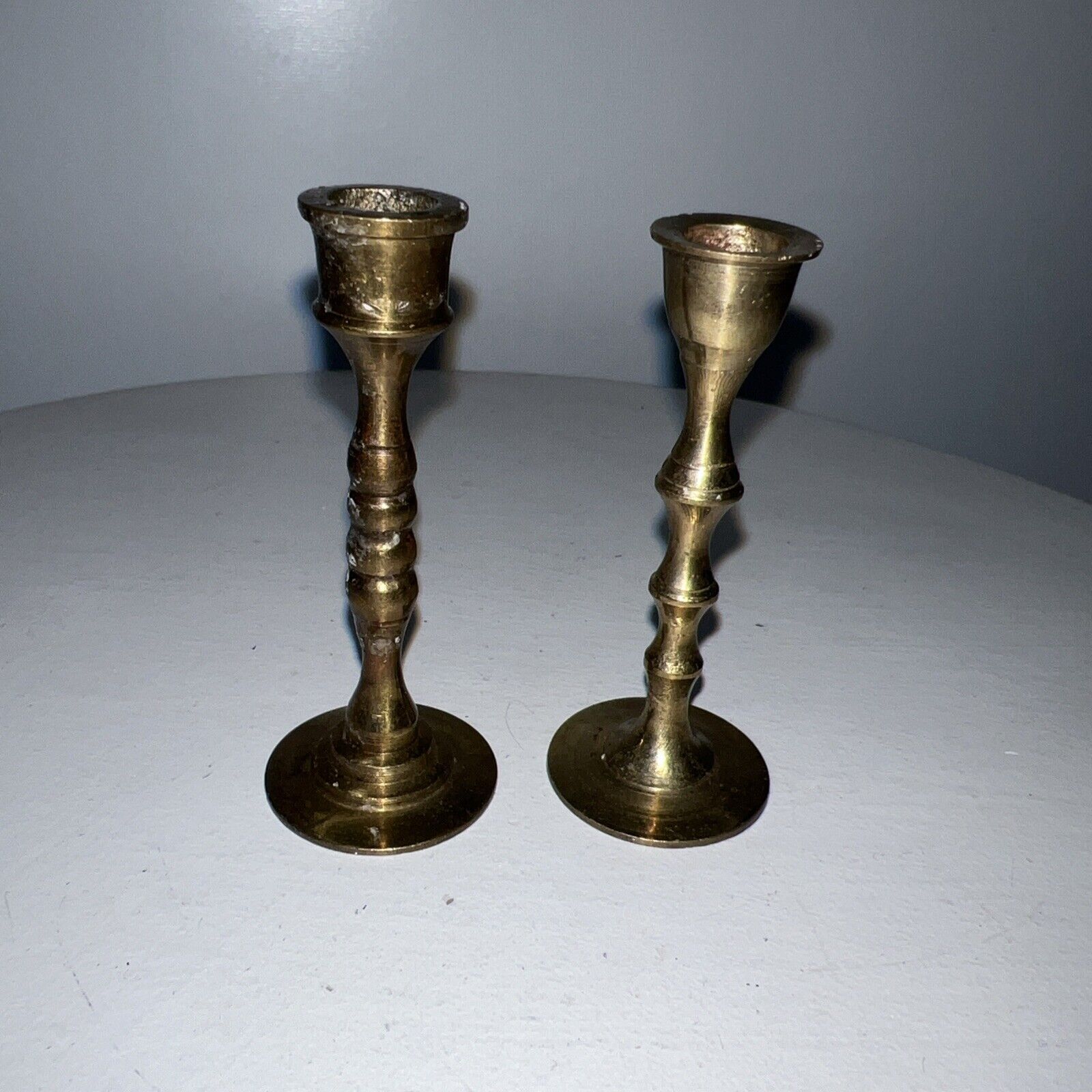 Pair Vintage Brass Candlesticks Taper Holders 2.5\