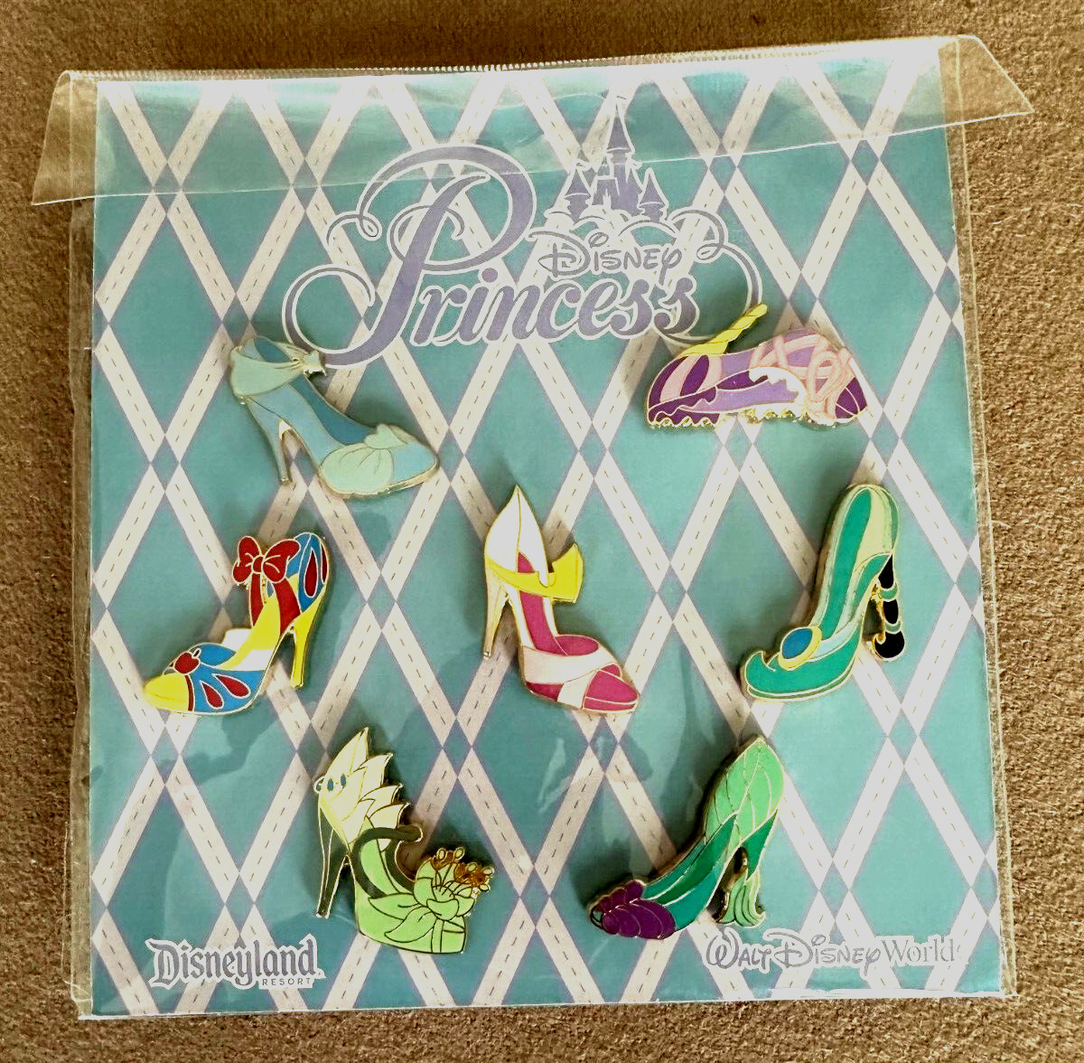 Disney PRINCESS SHOES 7 Pin Booster Pack Retired Set High Heels Stylized SEALED