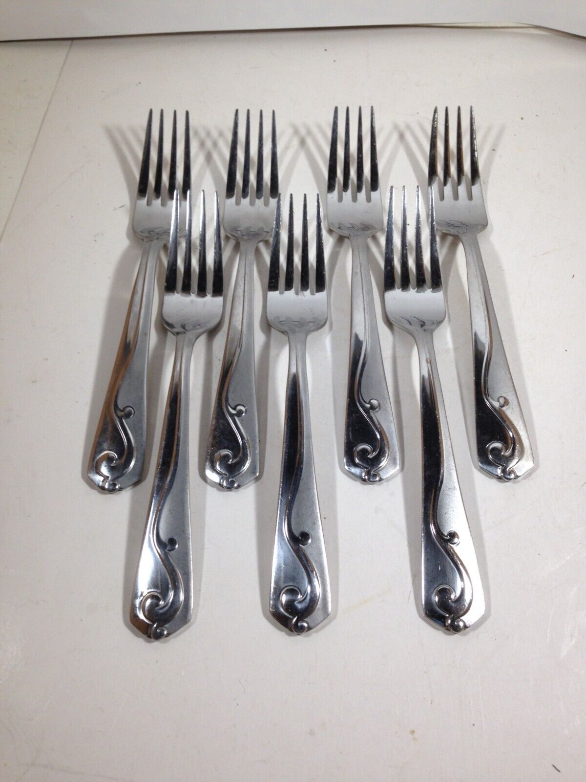 Vintage Oneida Liana Stainless Flatware OHSLIA 7 Forks 8”