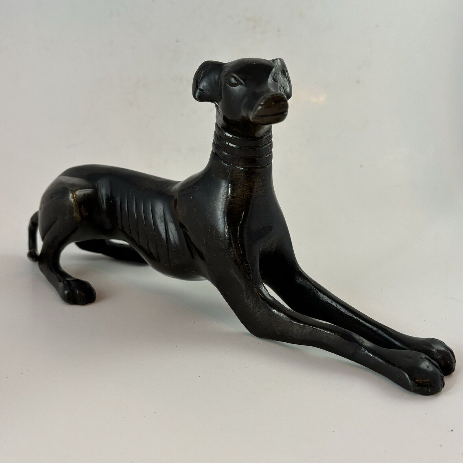 VTG Cast/Metal GREYHOUND or Whippet Dog Laying Down Pose Figurine 10\