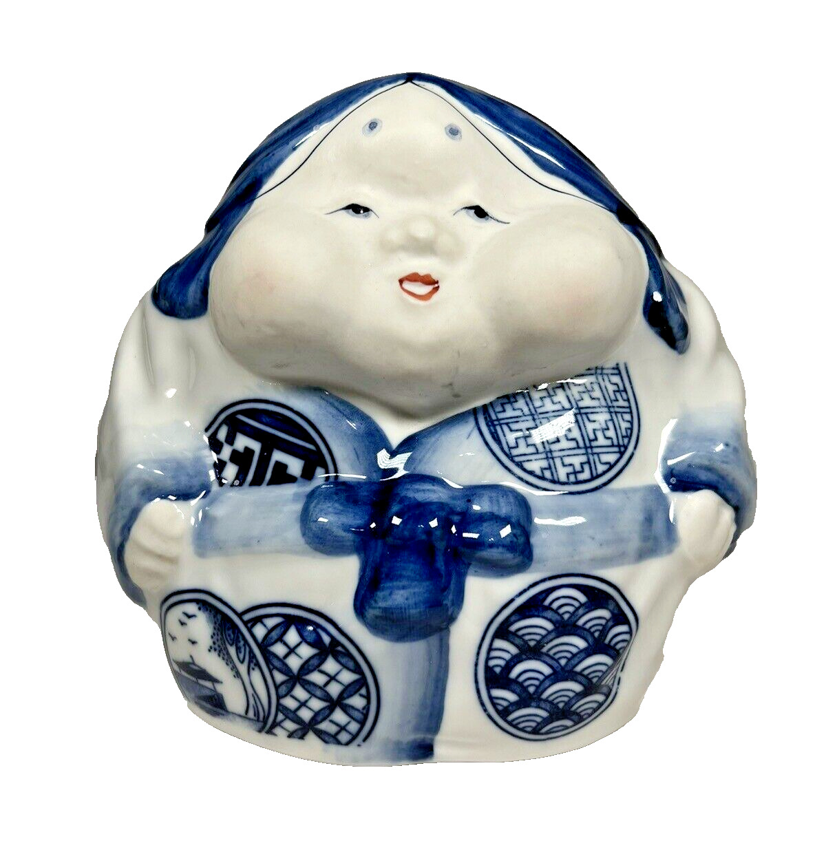 Chinese Blue on White Porcelain Female Figurine Unglazed Face Approx. 6\