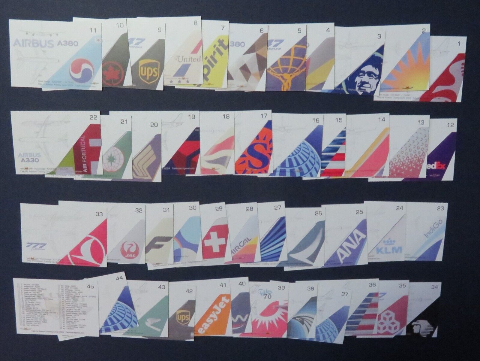 Airplane Aviation Trading Cards - Airliner Set - 99 Cards - 
