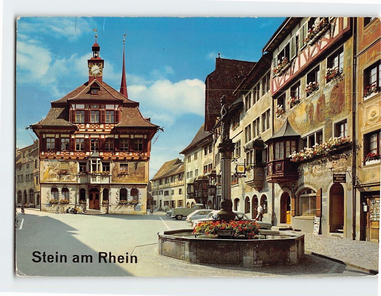 Postcard Rathausplatz und Rathaus, Stein am Rhein, Switzerland