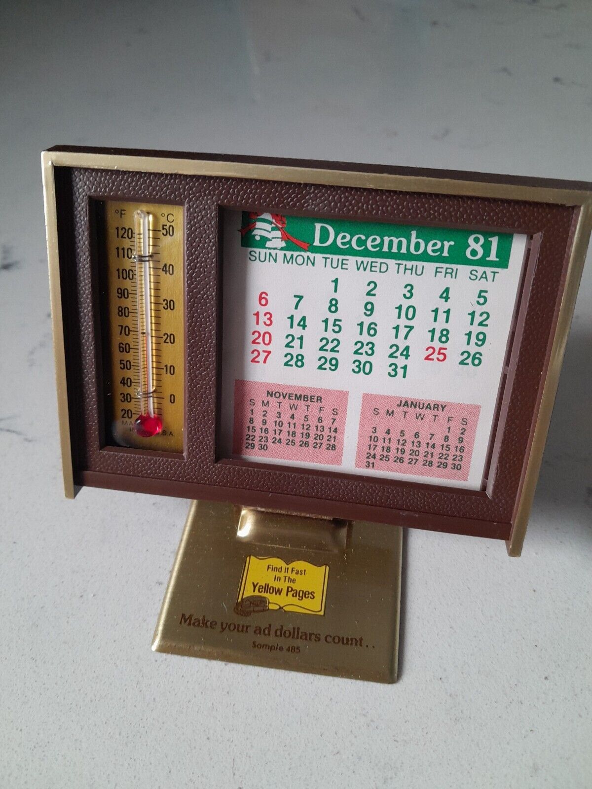 Rare Vintage 1981 Yellow Pages Desk Calendar & Thermometer Morco Salemans Sample