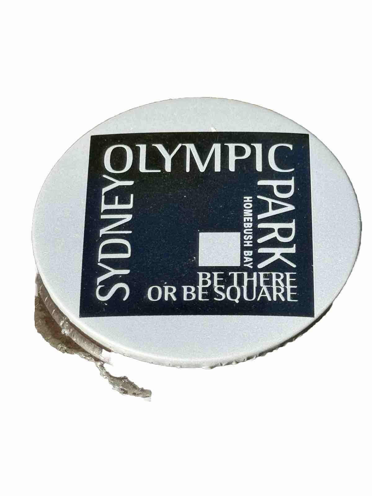 Vintage Sydney Olympic Park Homebush Bay Badge Be There Be Square Grey Black