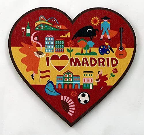 I Love Madrid Spain Wood Souvenir Magnet